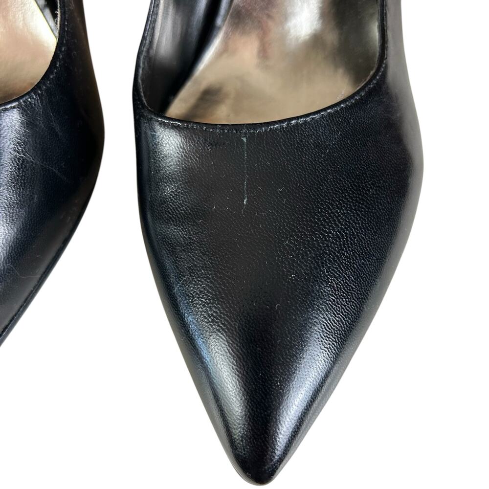 Nine West Pegglu Pumps Size 9.5M Black Leather Ankle Strap Stiletto Office Heels - Picture 8 of 12